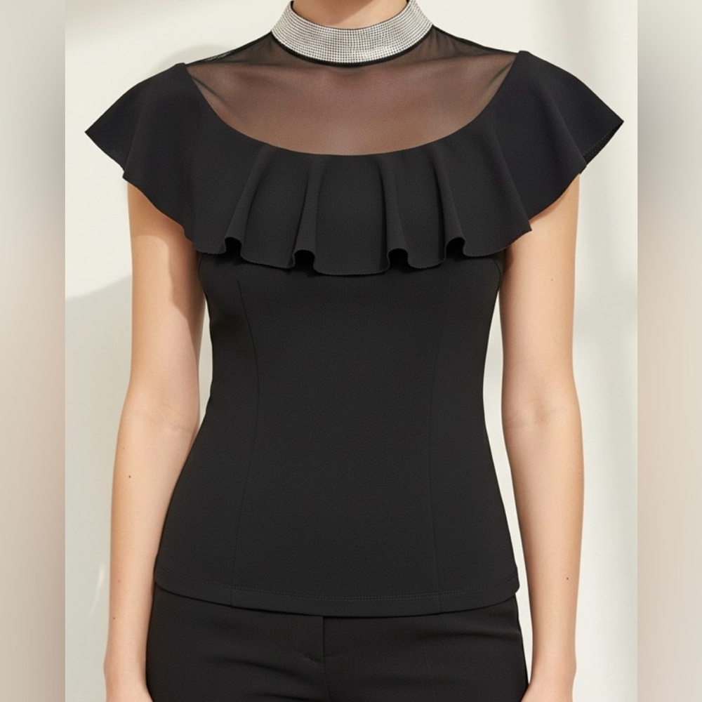 Elegant Black Ruffle Top